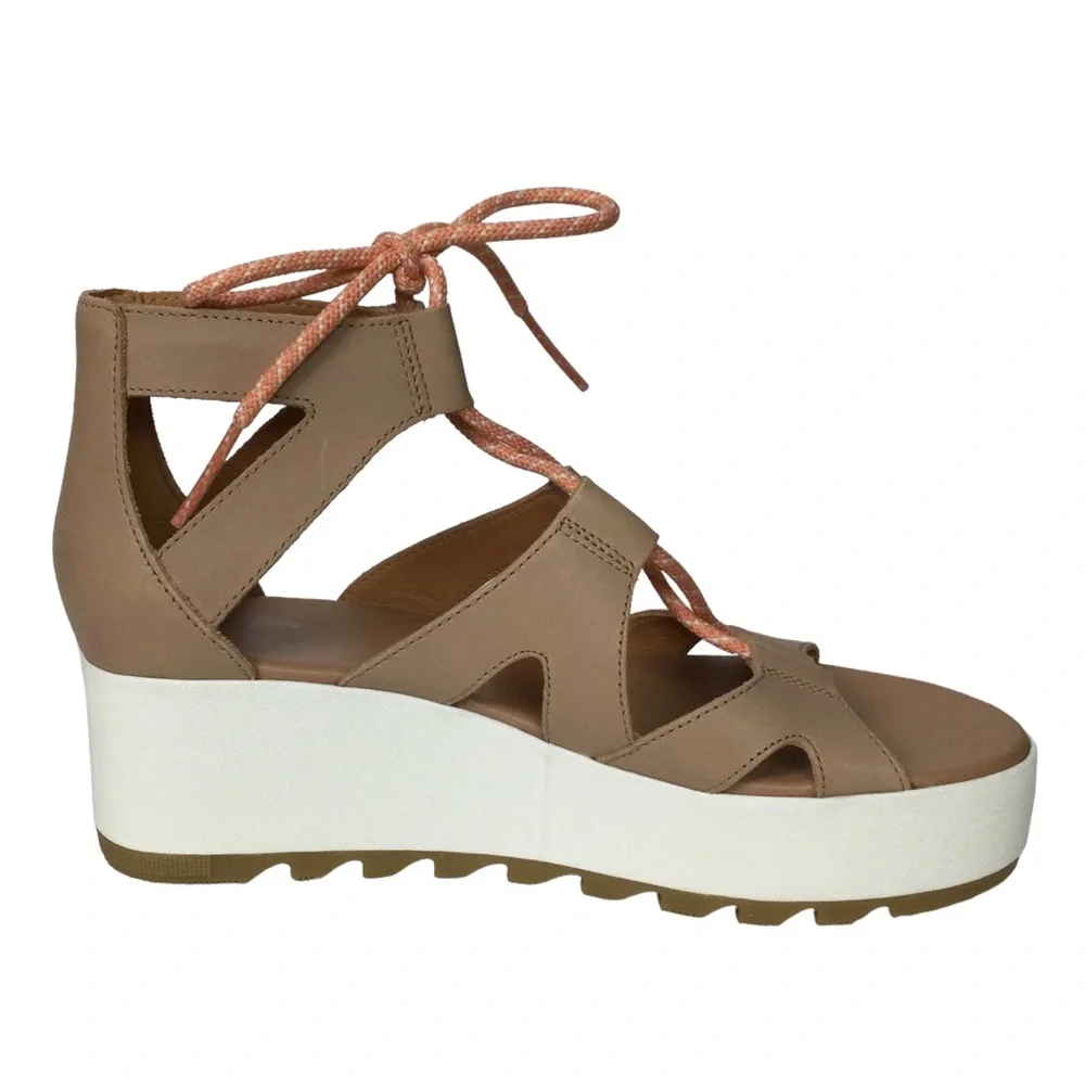 NEW Sorel Cameron Flatform Lace Sandals Honest Beige/Gum Sz 9